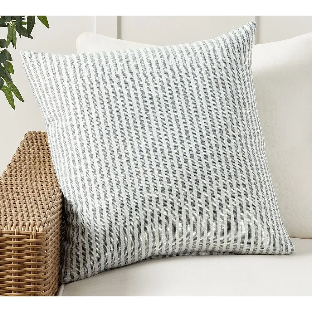 Pottery Barn Sunbrella Striped Outdoor Pillow Blue